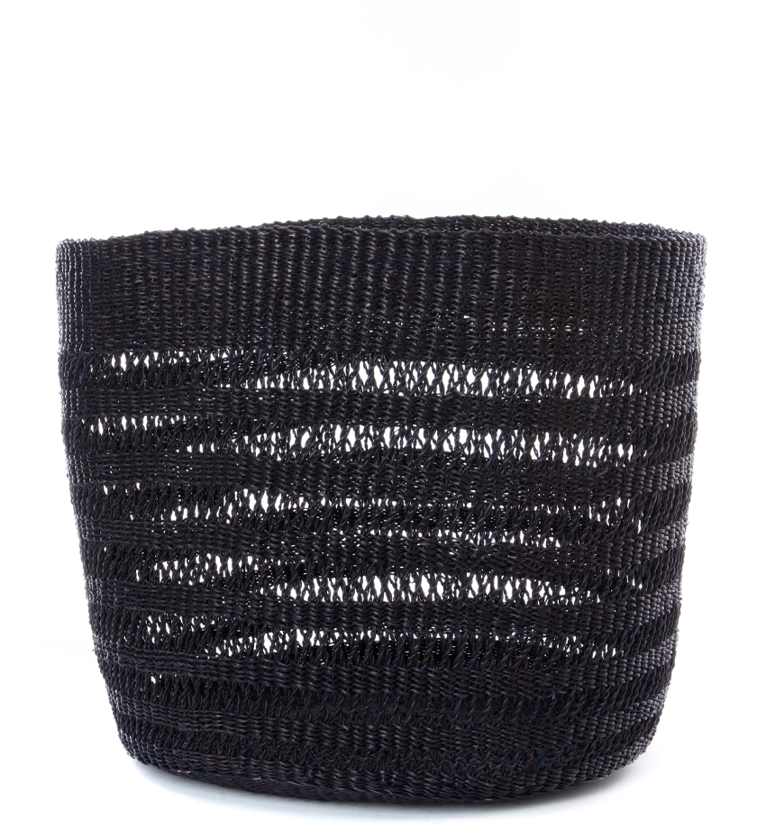 Set of 3 Hand Woven Raven Lace Bins from Ghana