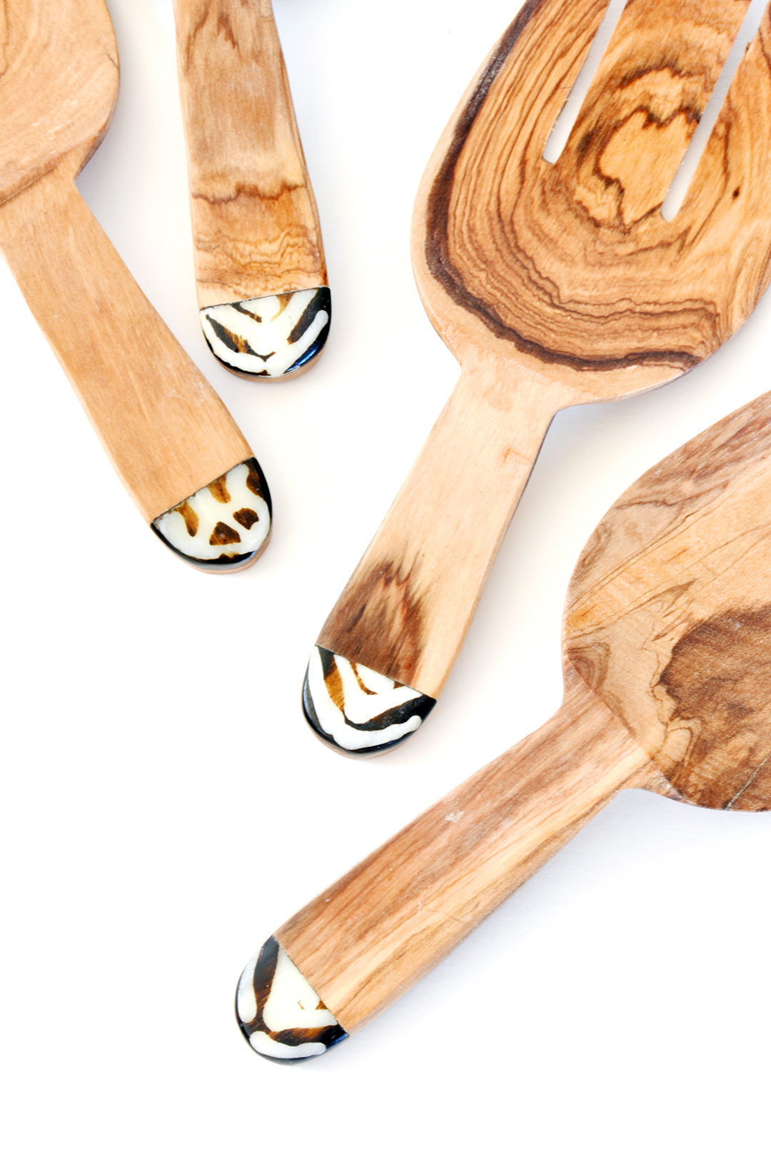 Kenyan Olive Wood and Dyed Bone Salad Scoops Default Title