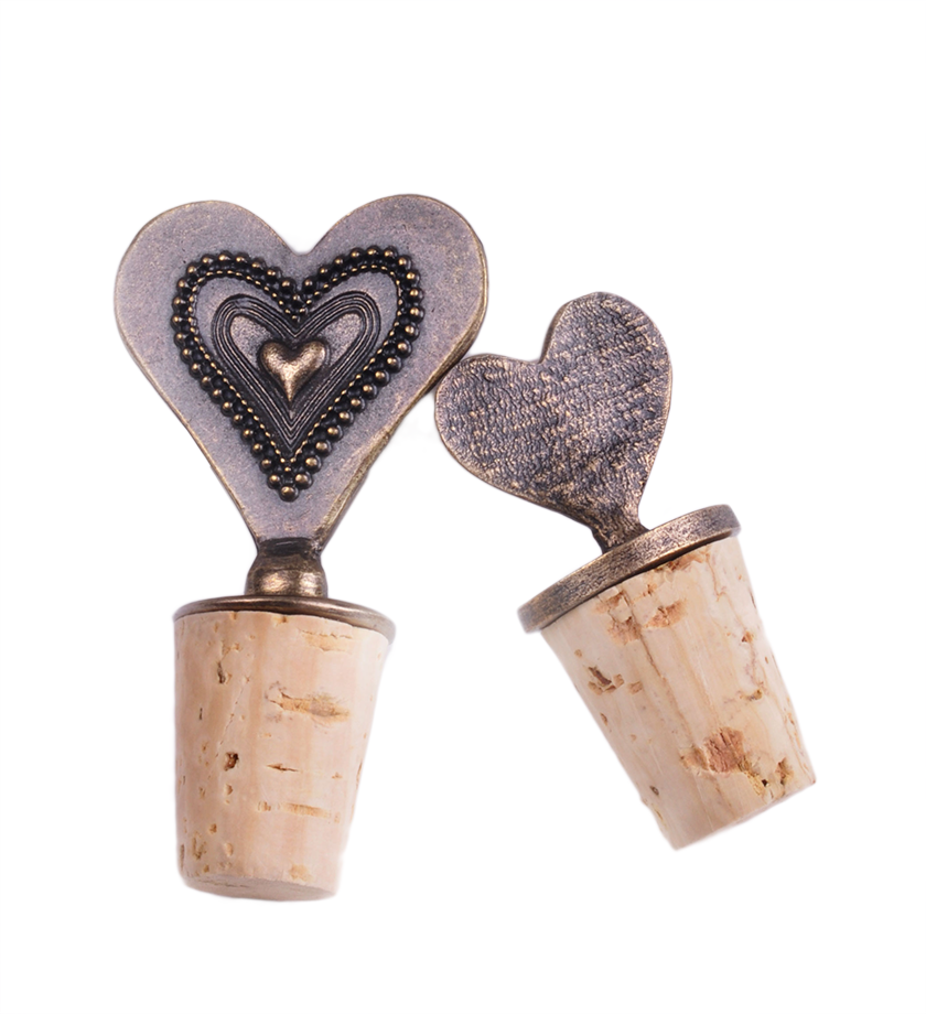 Brass Heart Wine Stoppers - Kitchen Handmade in Africa - Swahili Modern - 1