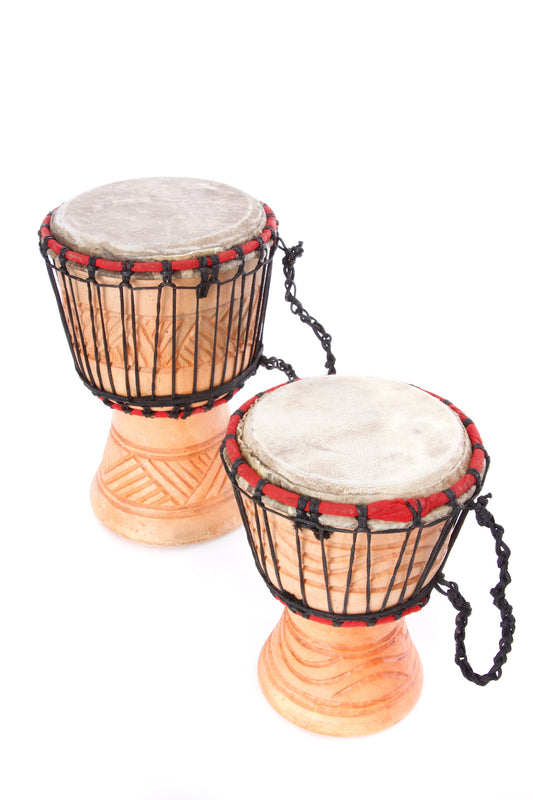 Small Ghanaian Djembe Hand Drums in Natural Wood 5" Djembe Drum