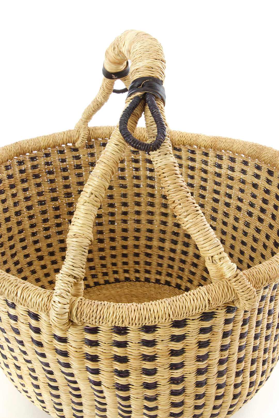 Midnight and Natural Checkered Bolga Decor Basket Default Title