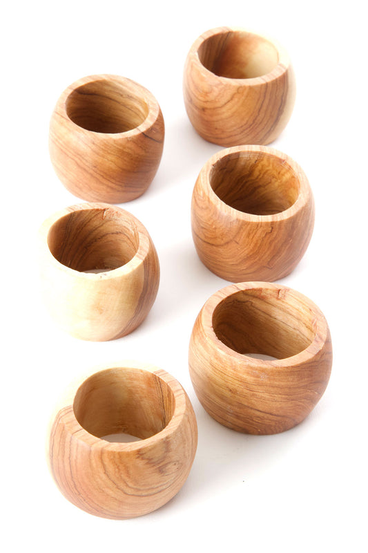 Set of 4 Olive Wood Napkin Rings Default Title