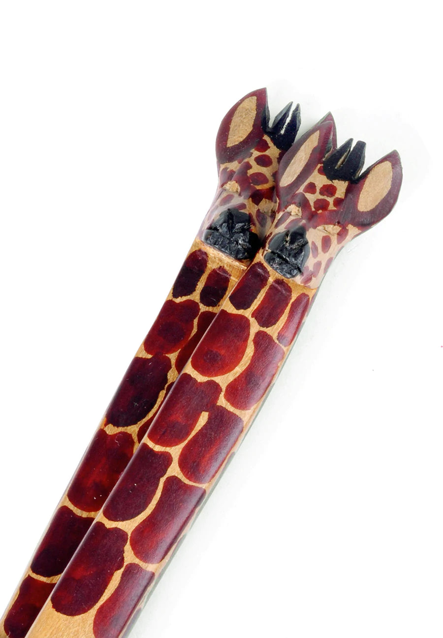 Mahogany Giraffe Safari Salad Servers
