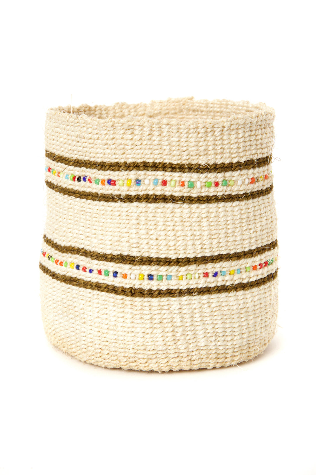 Set/3 Petite Vanilla Sisal Baskets with Colorful Beads Default Title
