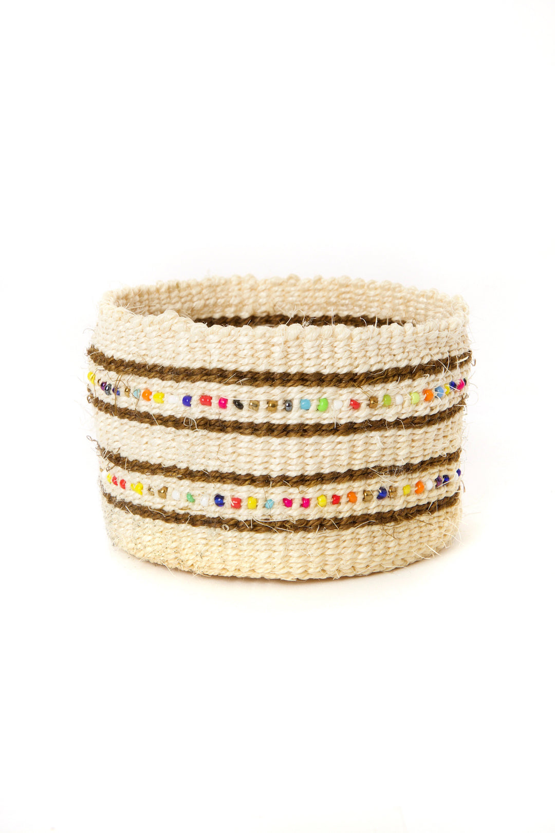 Set/3 Petite Vanilla Sisal Baskets with Colorful Beads Default Title