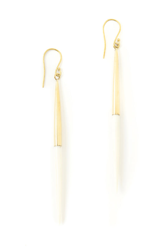 Brass Javelin Earrings with White Cow Bone Default Title