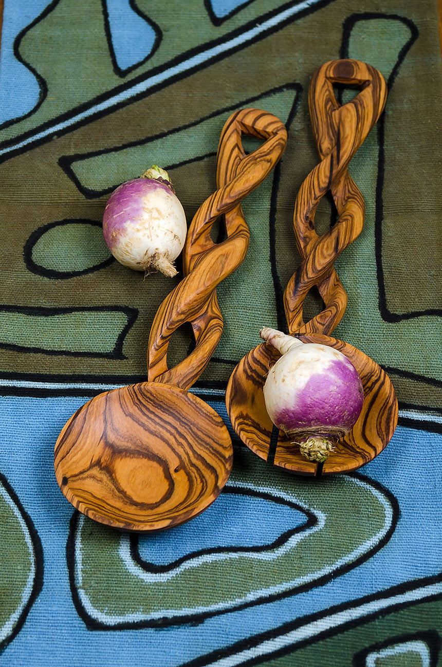 Olive Wood Spiral Servers - Kitchen Handmade in Africa - Swahili Modern - 4
