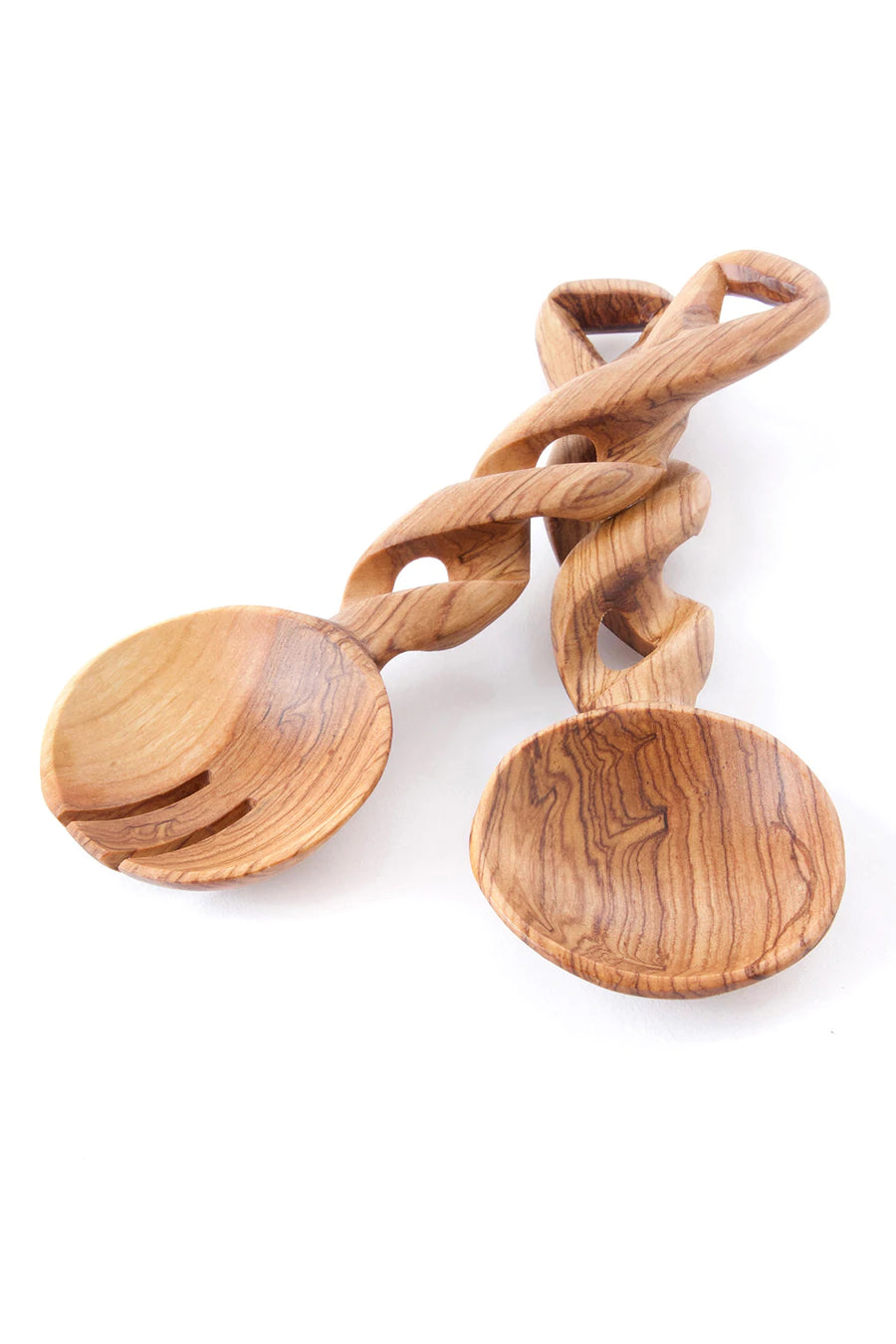 Small Olive Wood Spiral Salad Servers