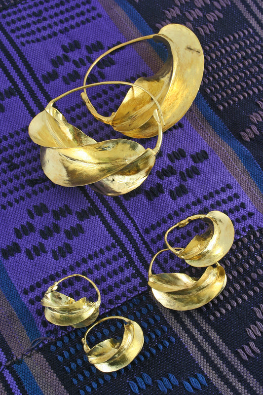 Modern Twirled Brass Fulani Earrings