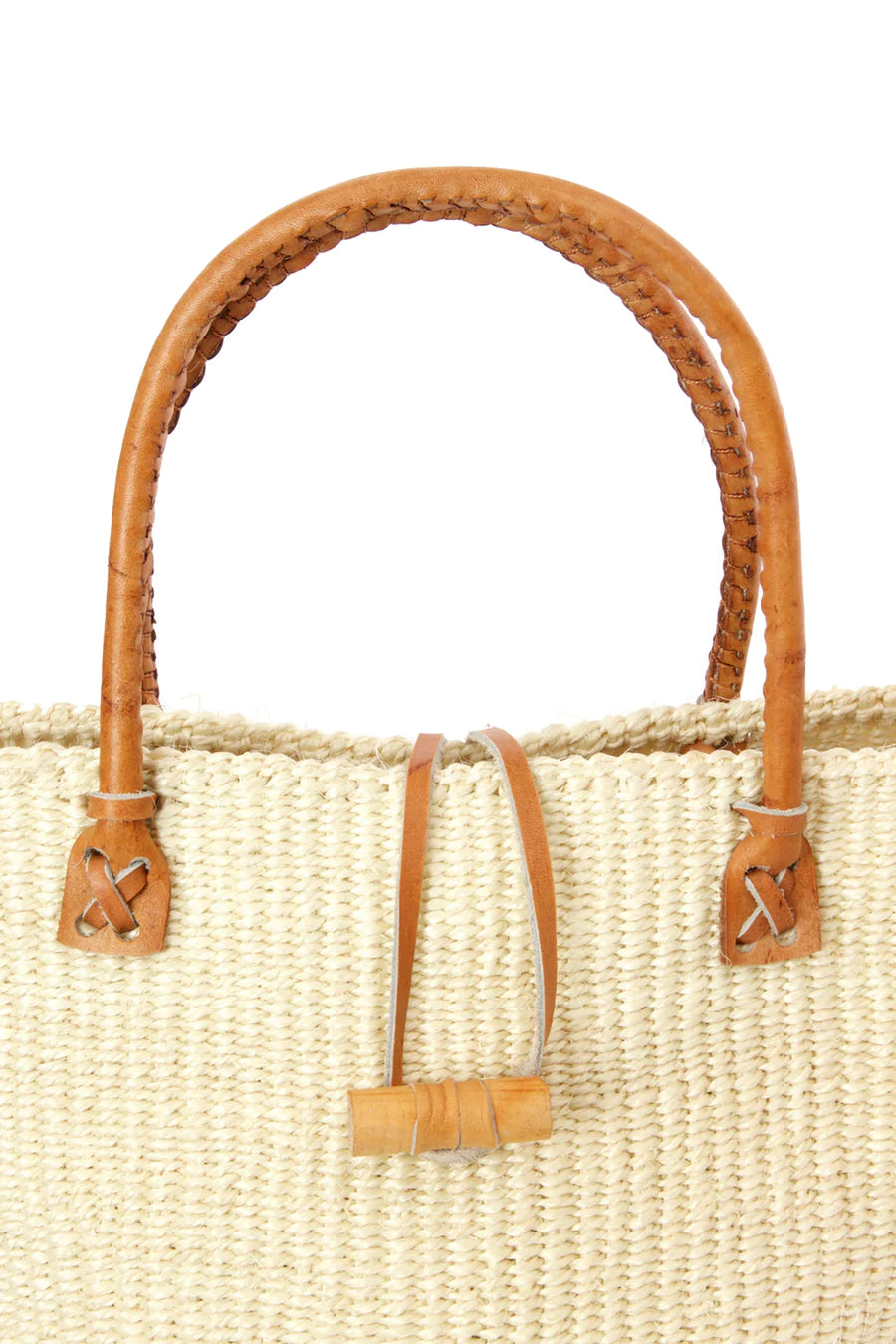 Classic Cream Kenyan Sisal and Leather Handbag