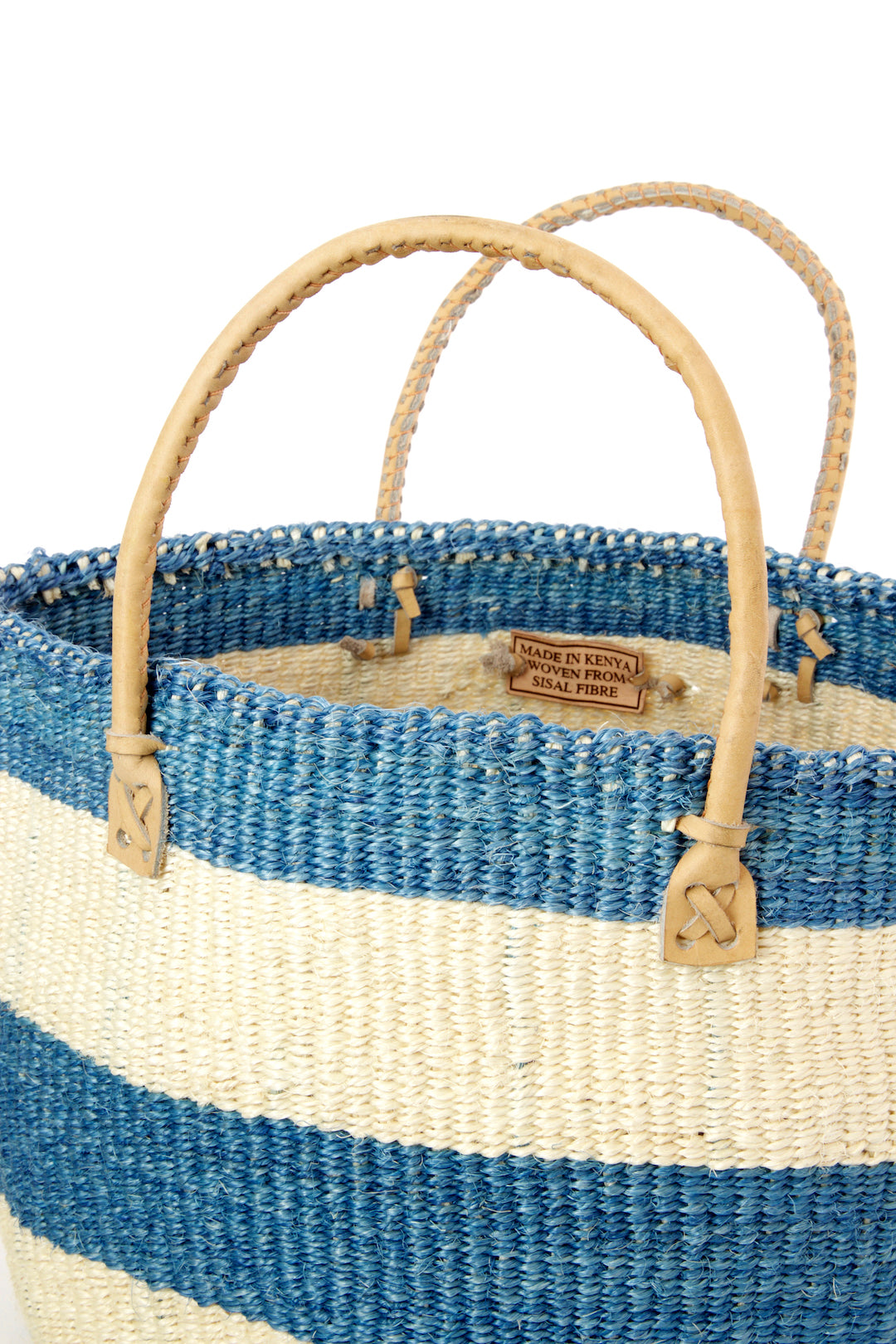 Cornflower Blue & Natural Sisal and Leather Purse Default Title