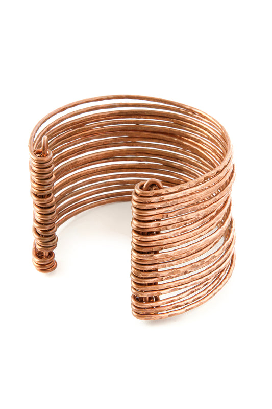 F.R.E.E. Woman Stacked Zambian Copper Cuffs F.R.E.E. Woman Wide Copper Cuff Bracelet