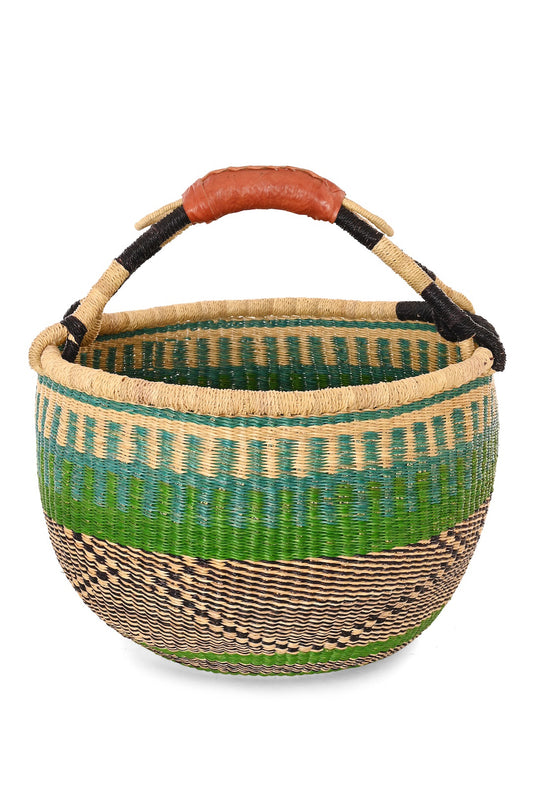 One of a Kind Meadow Stripe Handwoven Bolga Basket