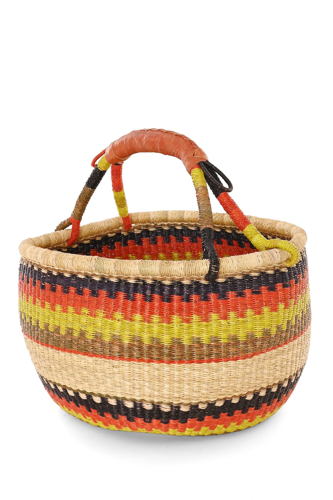 Limited Edition Orange and Citron Handwoven Bolga Basket