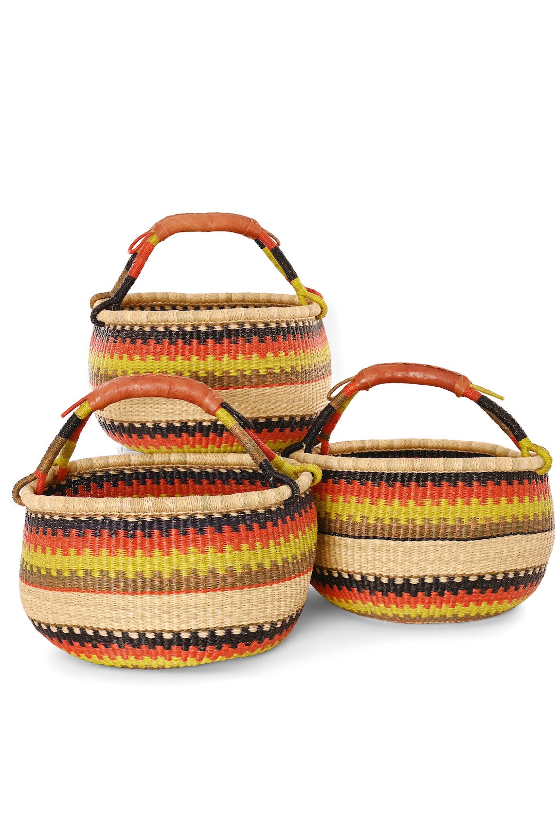 Limited Edition Orange and Citron Handwoven Bolga Basket