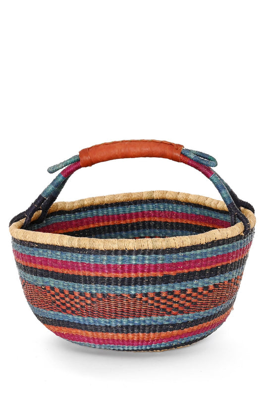 Limited Edition Burgundy and Blues Handwoven Bolga Basket