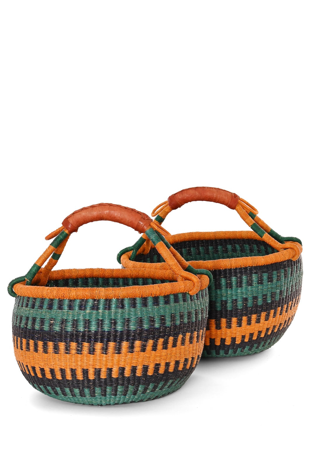 Limited Edition Orange and Blue Handwoven Bolga Basket