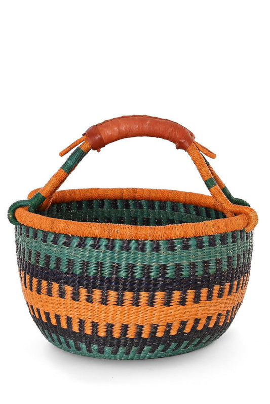 Limited Edition Orange and Blue Handwoven Bolga Basket