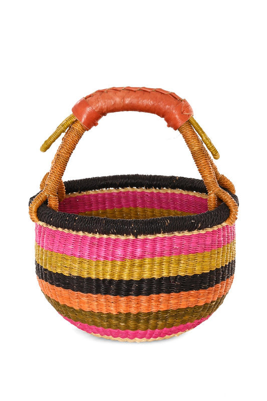 Ribbon Stripes Baby Bolga Basket - One of a Kind