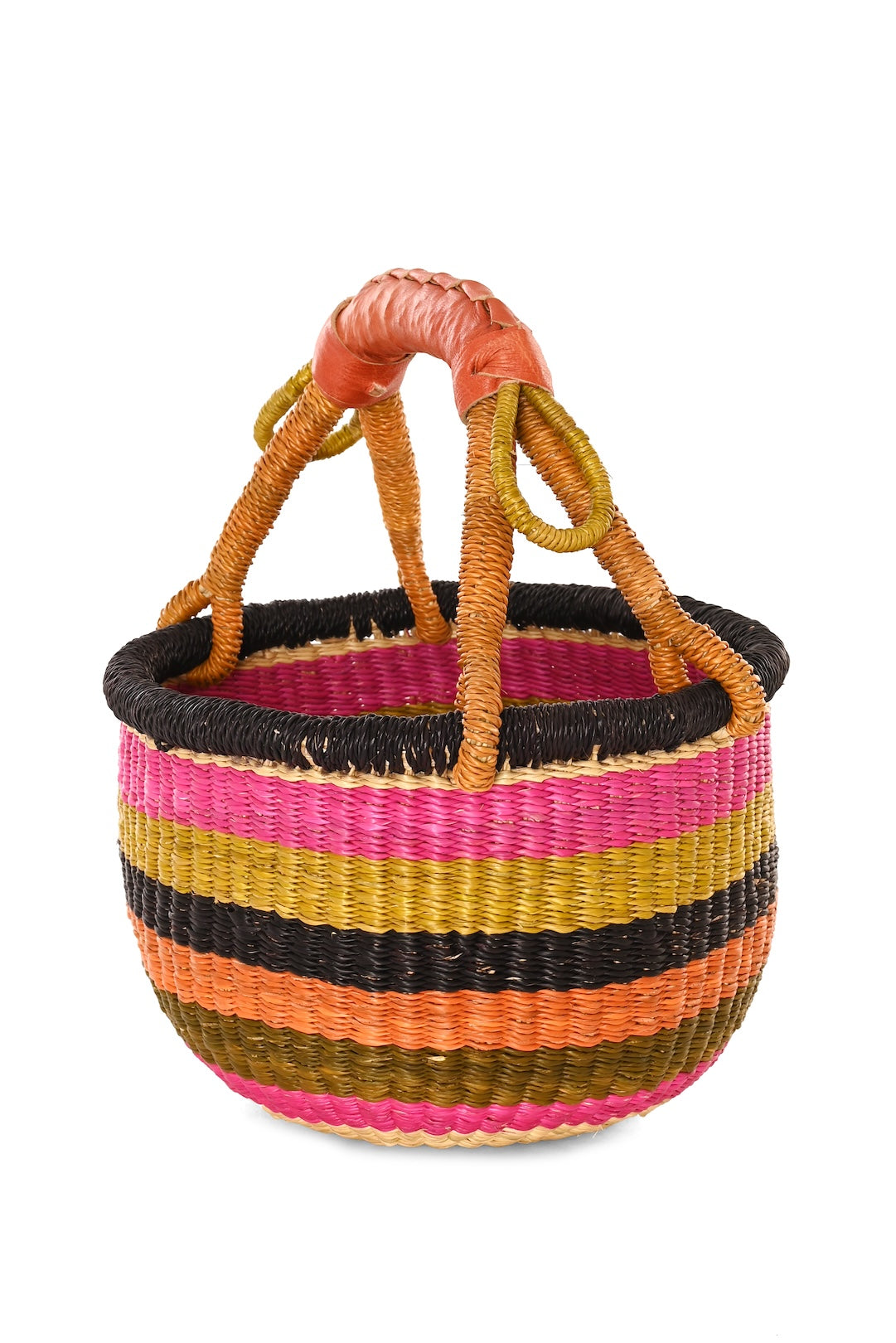 Ribbon Stripes Baby Bolga Basket - One of a Kind