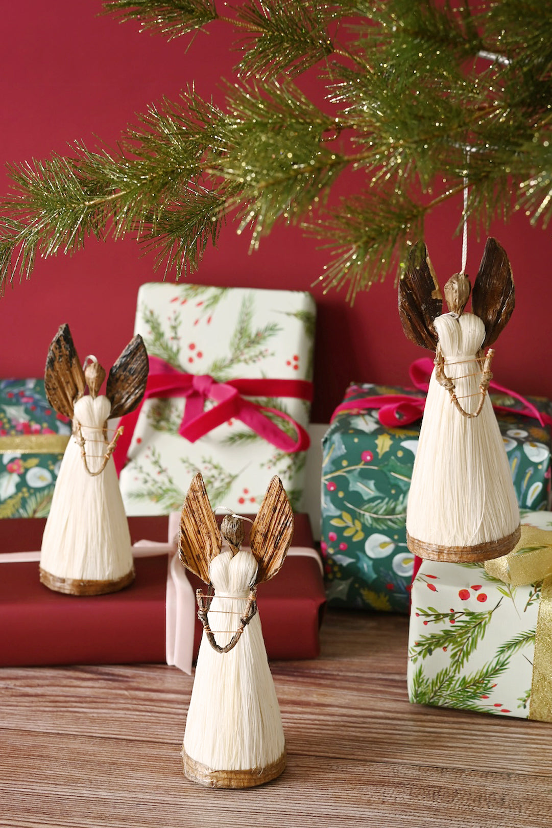 Sisal Angel of Song Handmade Christmas Ornament