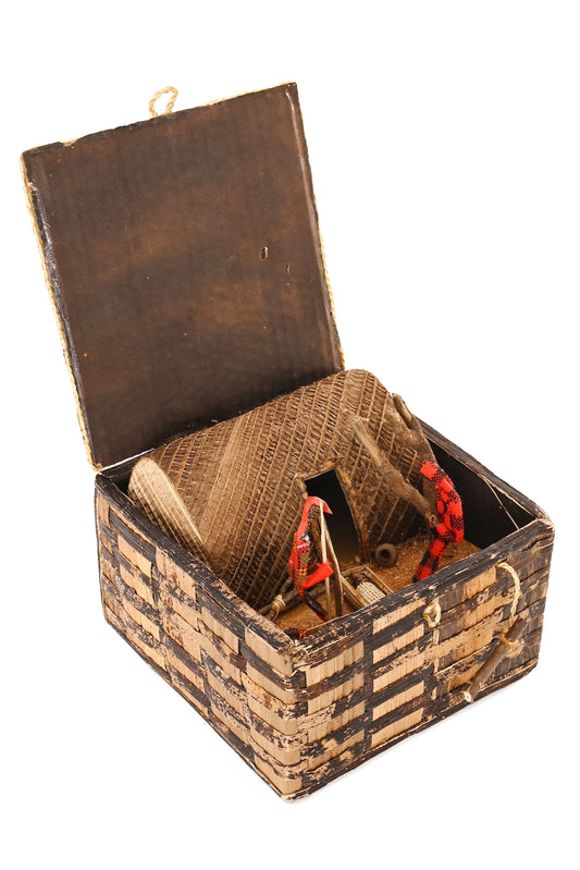 Banana Fiber Maasai Manyatta Nativity Sculpture with Box