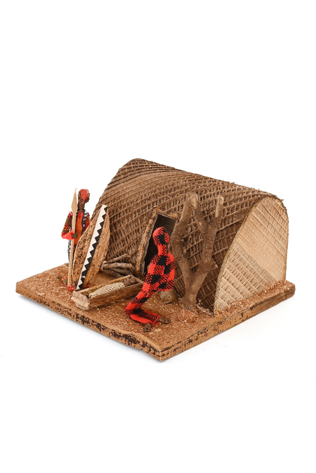 Banana Fiber Maasai Manyatta Nativity Sculpture with Box