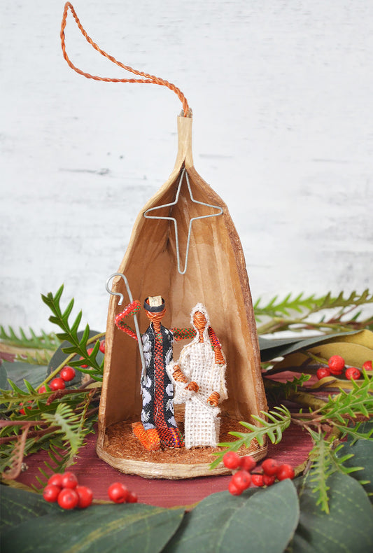 Banana Fiber Holy Family with Hanging Loop