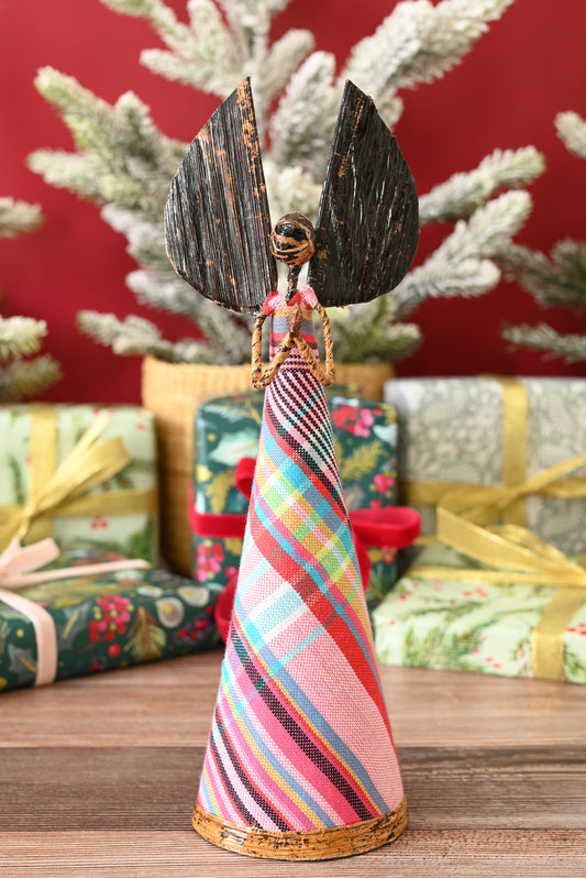 Pink Kikoi Angel in Prayer Holiday Sculpture