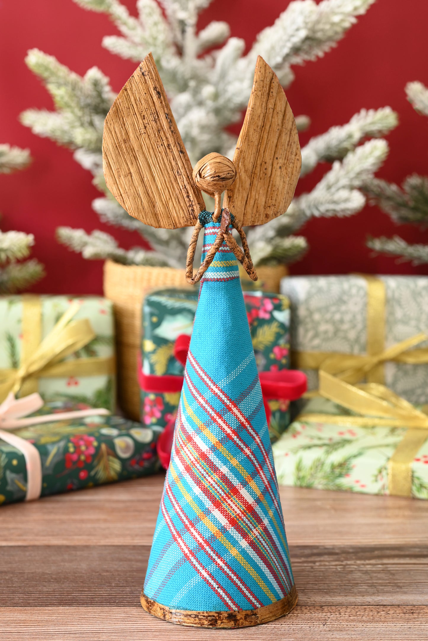 Blue Kikoi Angel in Prayer Holiday Sculpture