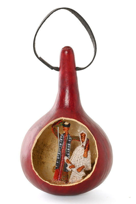 African Calabash Gourd Nestled Nativity Scene Ornament