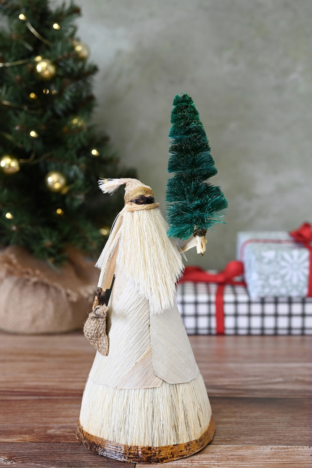 Natural Father Christmas with Sack and Tree