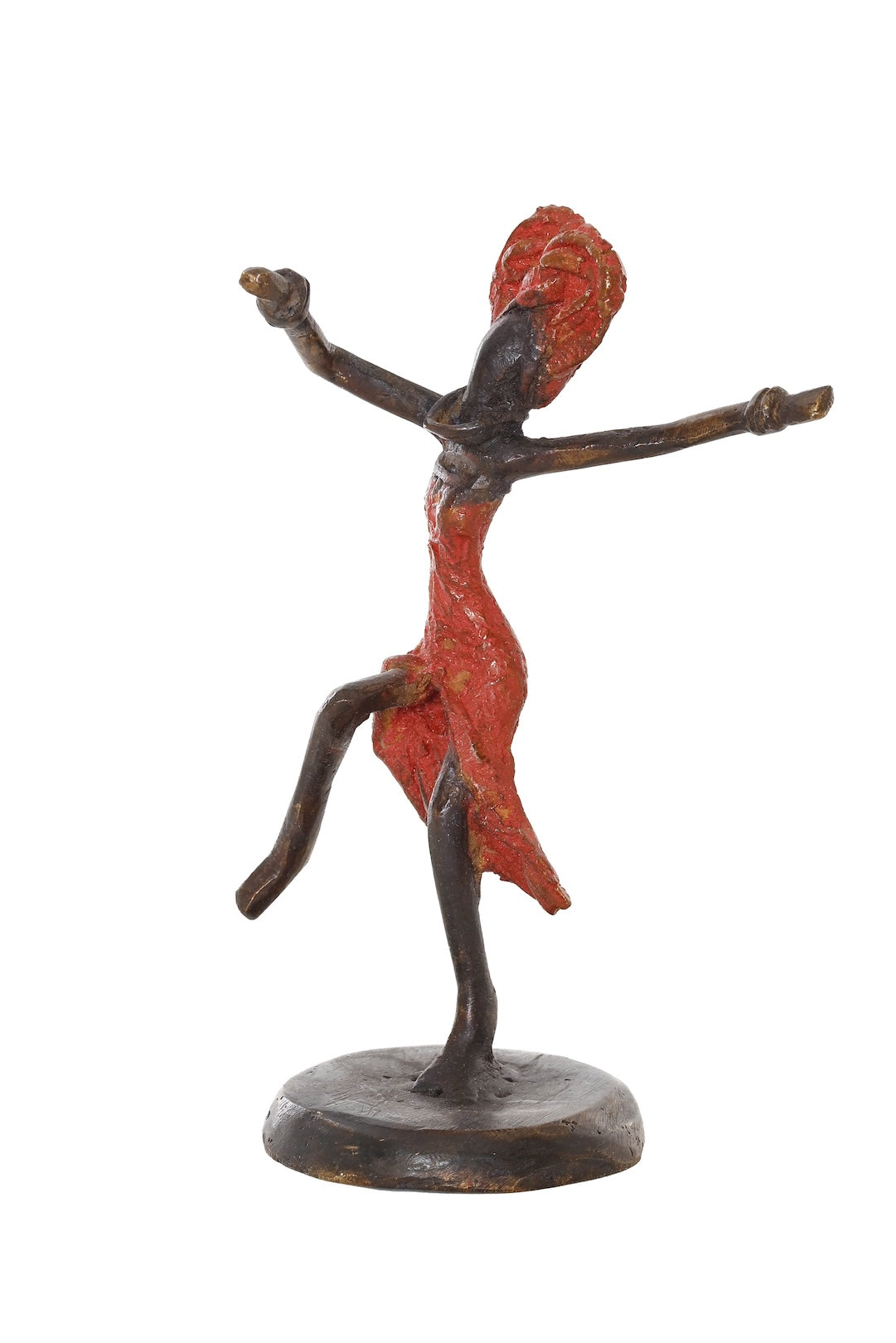 Miniature Celebrating Lady One-of-a-Kind Bronze Sculpture
