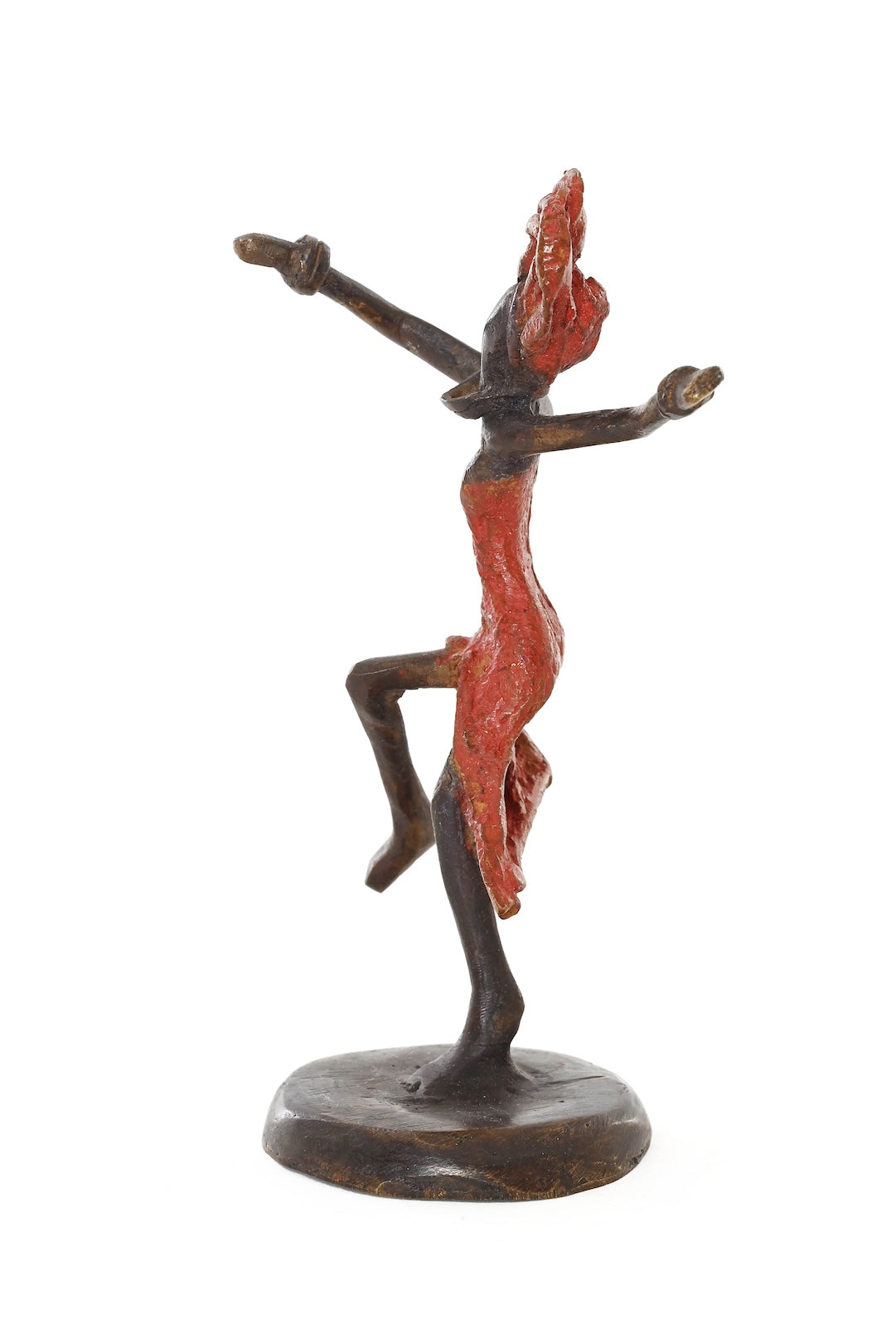 Miniature Celebrating Lady One-of-a-Kind Bronze Sculpture