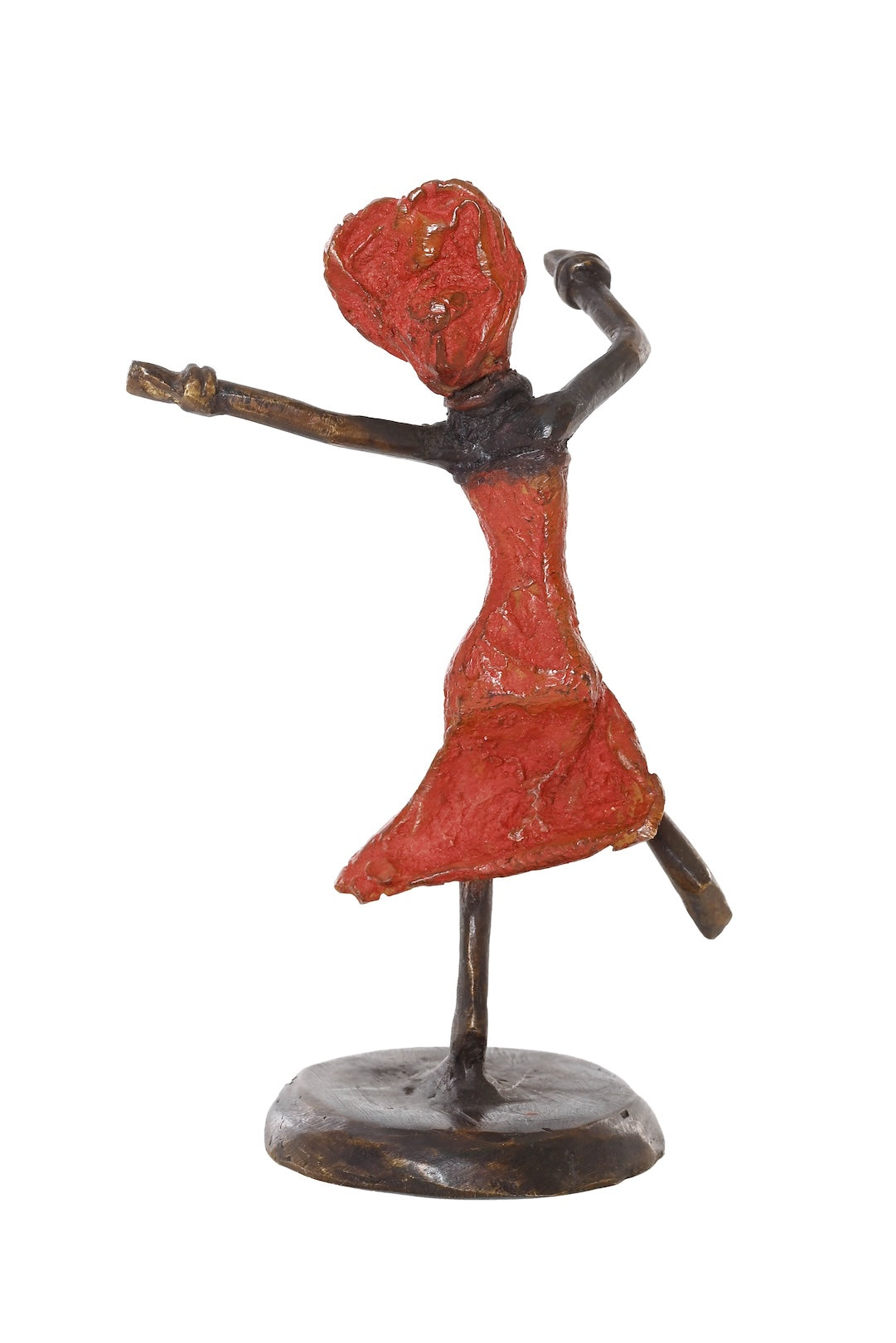 Miniature Celebrating Lady One-of-a-Kind Bronze Sculpture