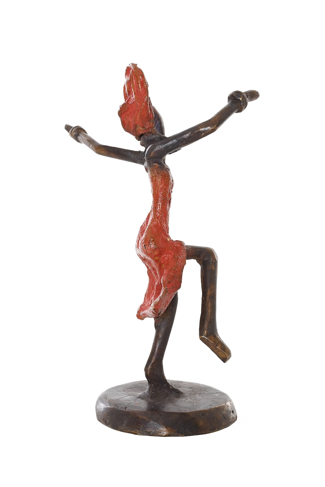 Miniature Celebrating Lady One-of-a-Kind Bronze Sculpture