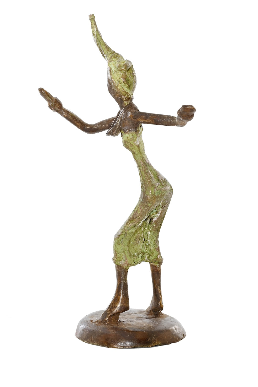 Miniature Celebrating Lady One-of-a-Kind Bronze Sculpture
