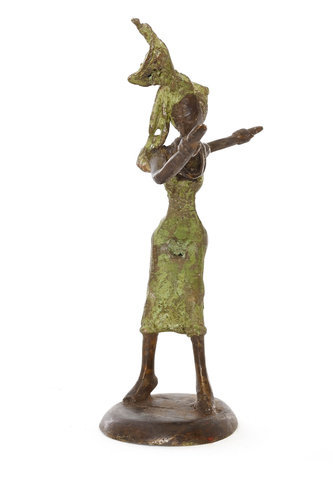 Miniature Celebrating Lady One-of-a-Kind Bronze Sculpture