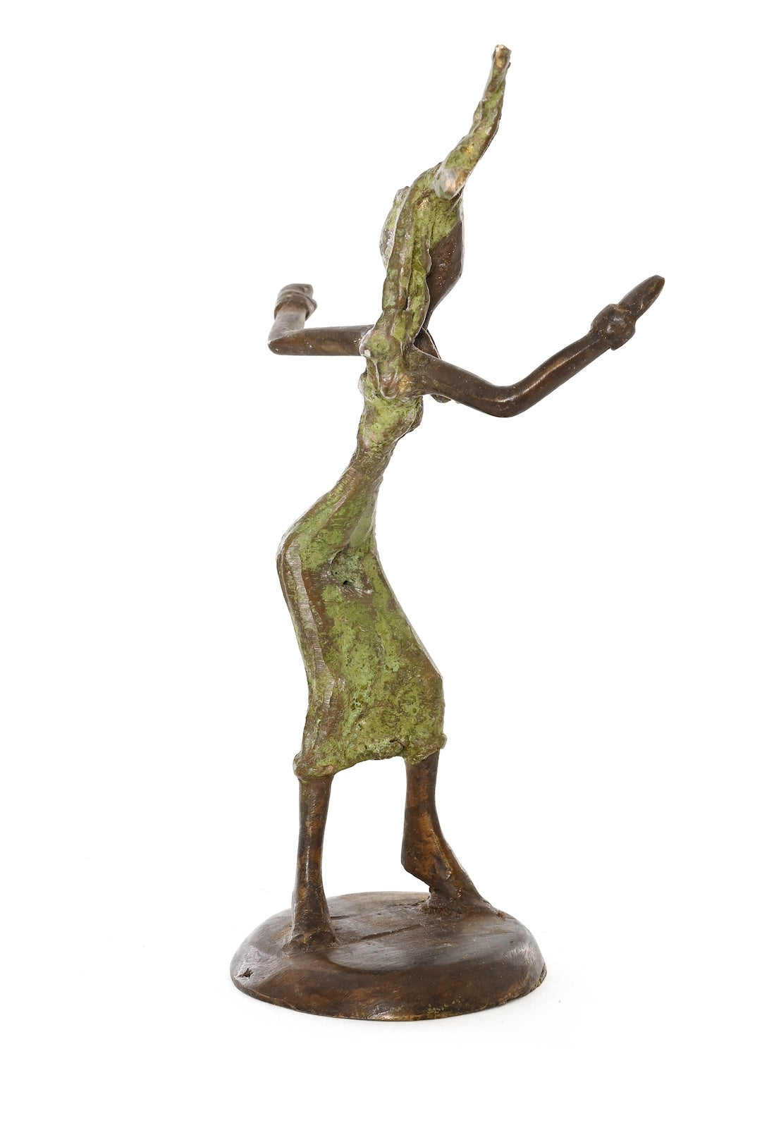 Miniature Celebrating Lady One-of-a-Kind Bronze Sculpture