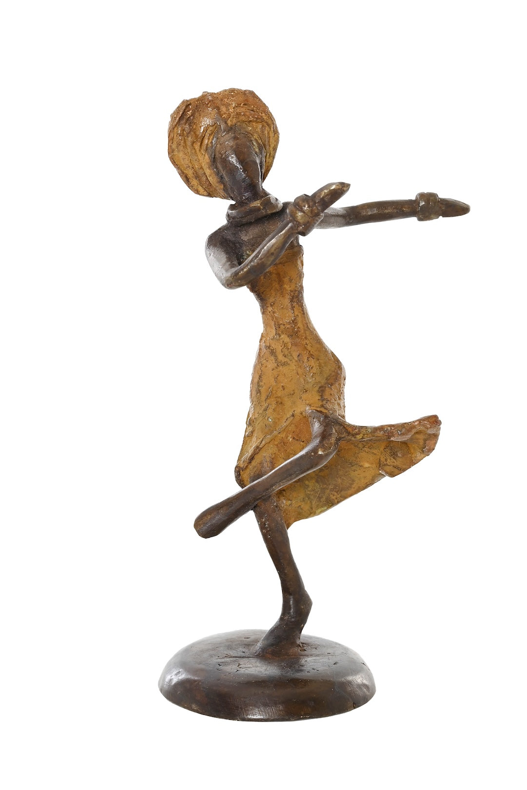Miniature Celebrating Lady One-of-a-Kind Bronze Sculpture