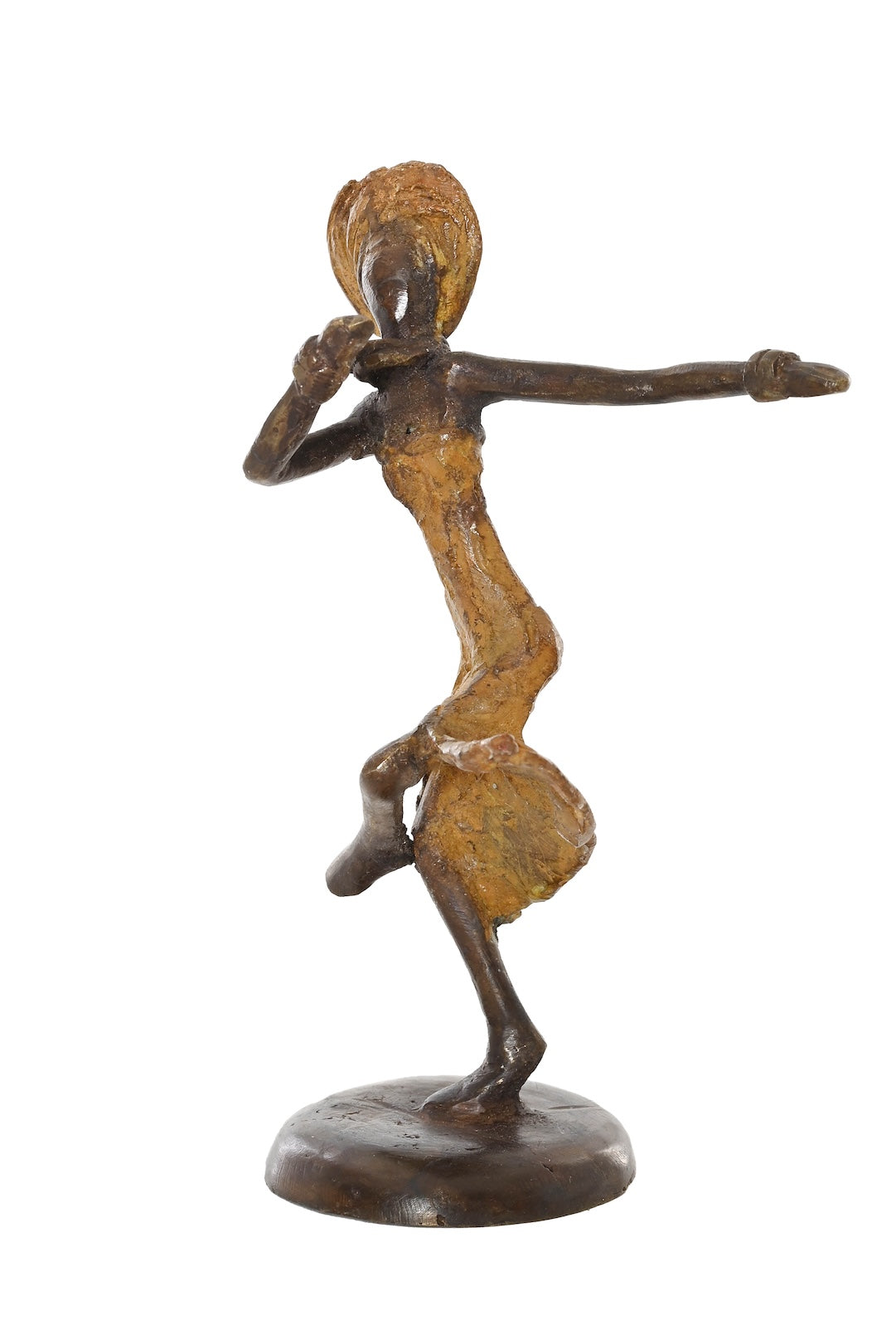 Miniature Celebrating Lady One-of-a-Kind Bronze Sculpture