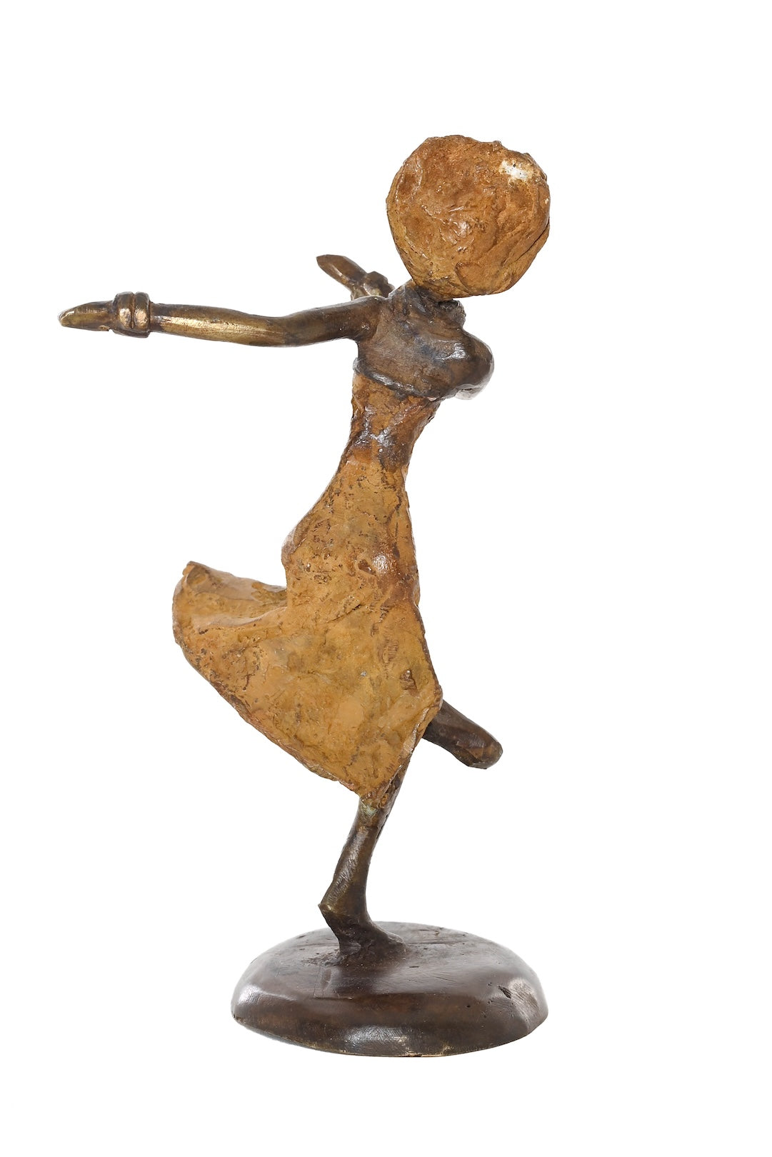 Miniature Celebrating Lady One-of-a-Kind Bronze Sculpture