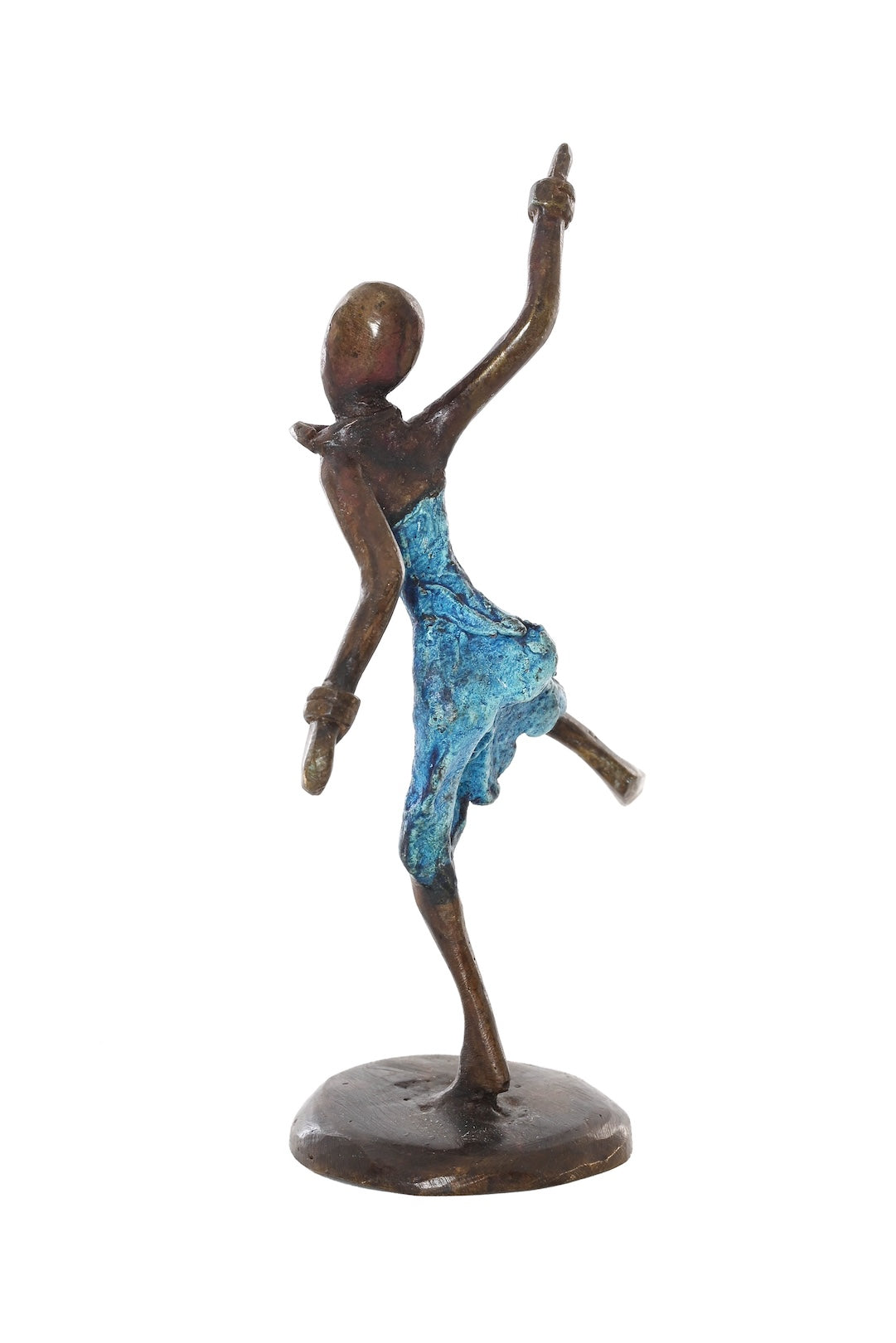 Miniature Celebrating Lady One-of-a-Kind Bronze Sculpture