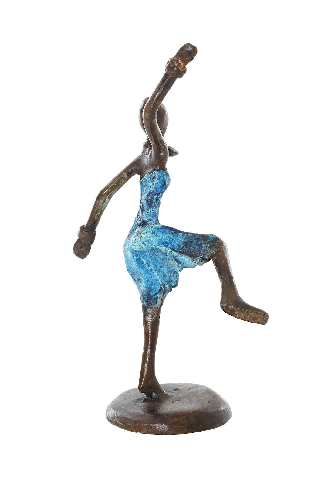 Miniature Celebrating Lady One-of-a-Kind Bronze Sculpture