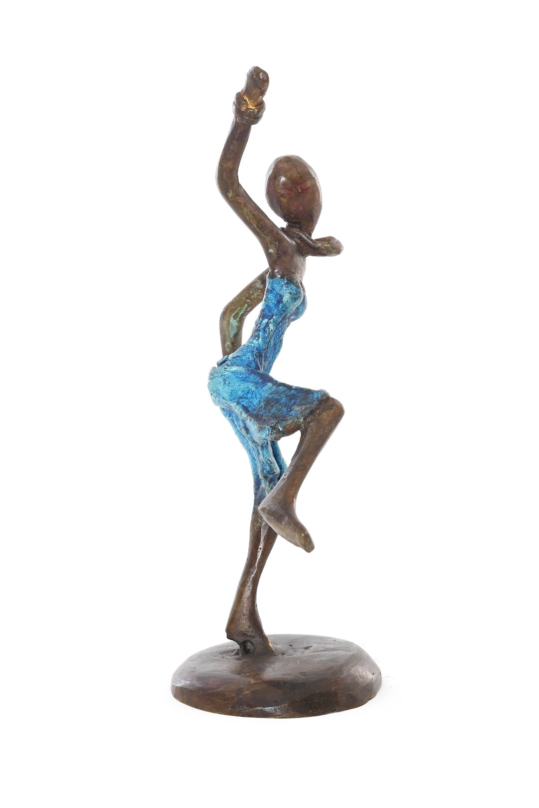 Miniature Celebrating Lady One-of-a-Kind Bronze Sculpture