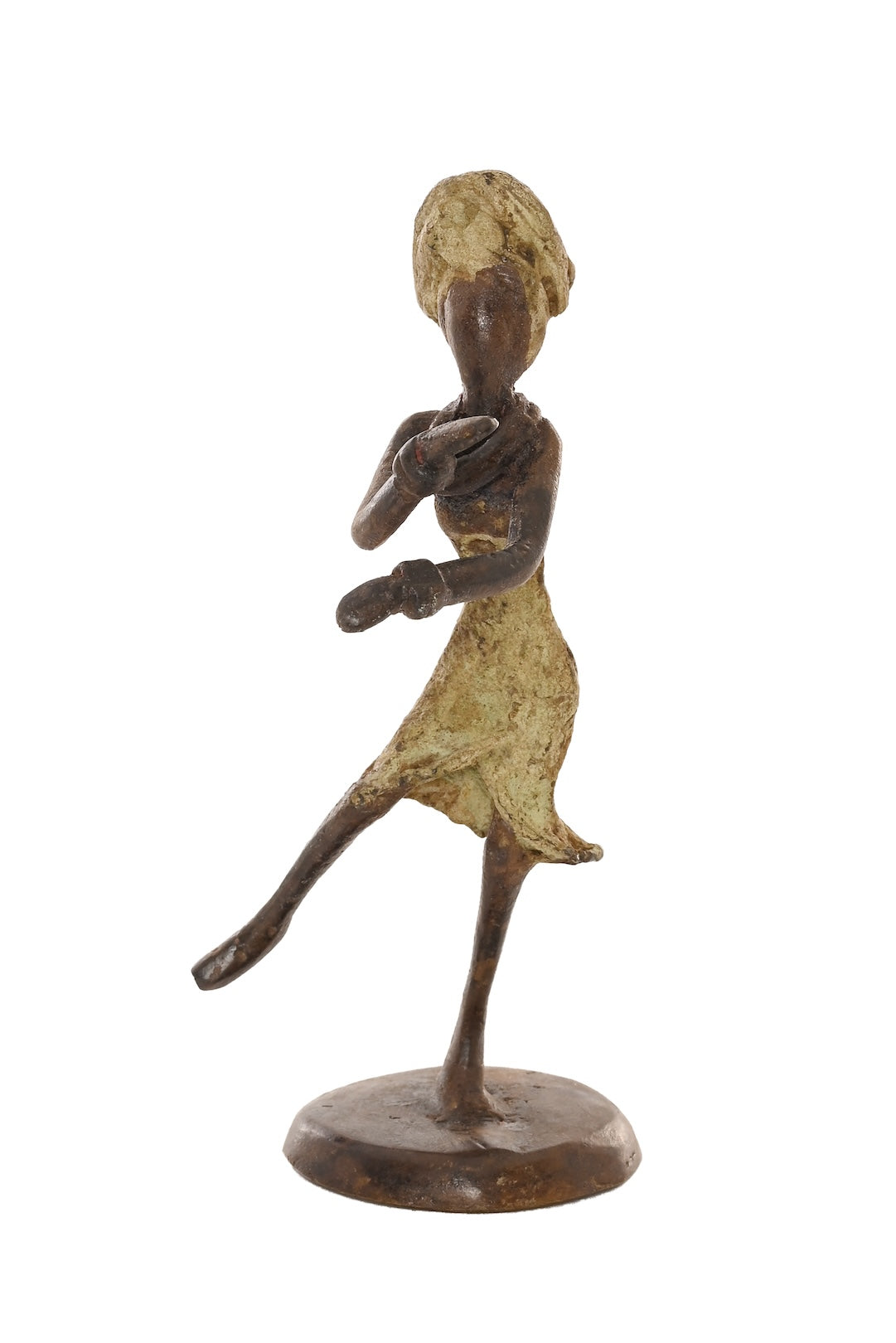 Miniature Celebrating Lady One-of-a-Kind Bronze Sculpture