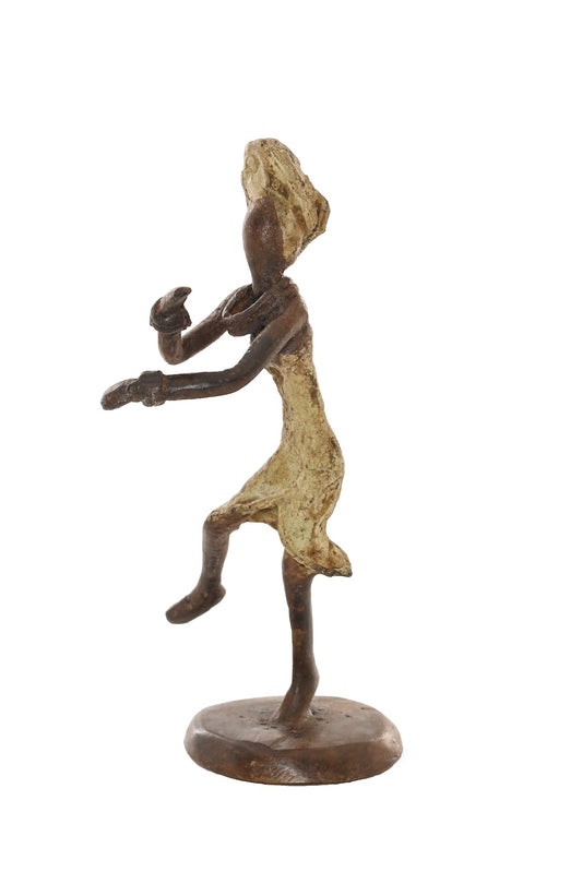 Miniature Celebrating Lady One-of-a-Kind Bronze Sculpture