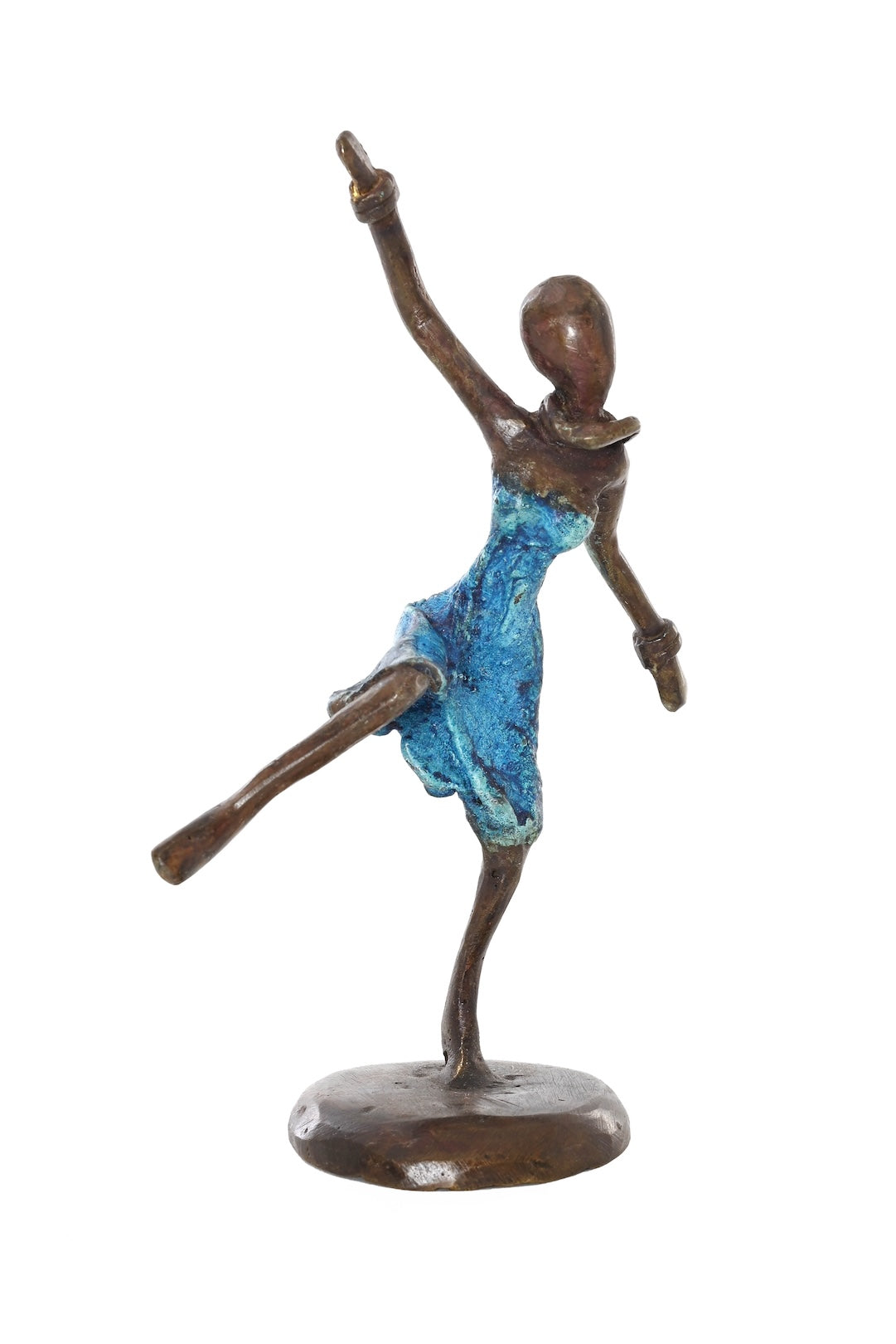 Miniature Celebrating Lady One-of-a-Kind Bronze Sculpture