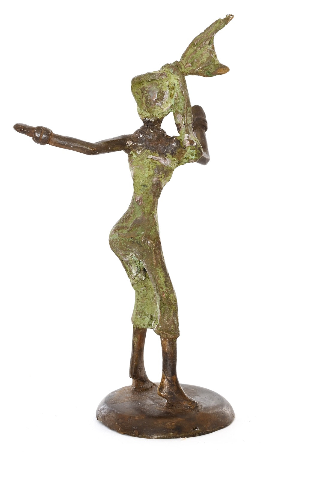 Miniature Celebrating Lady One-of-a-Kind Bronze Sculpture