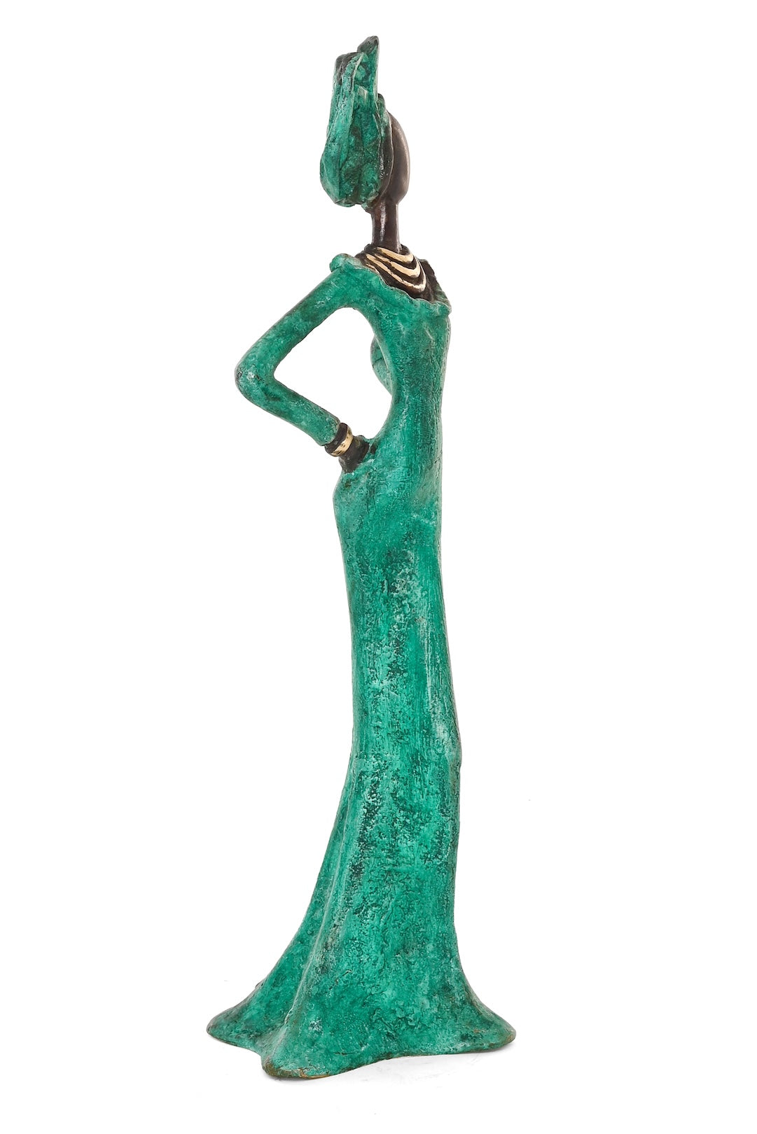 Poised in Emerald Burkina Bronze Sculpture